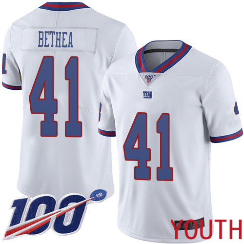 Youth New York Giants #41 Antoine Bethea Limited White Rush Vapor Untouchable 100th Season Football NFL Jersey->youth nfl jersey->Youth Jersey